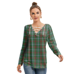 Gayre Tartan Plaid Long Sleeve Neckline Tie Sweatshirt