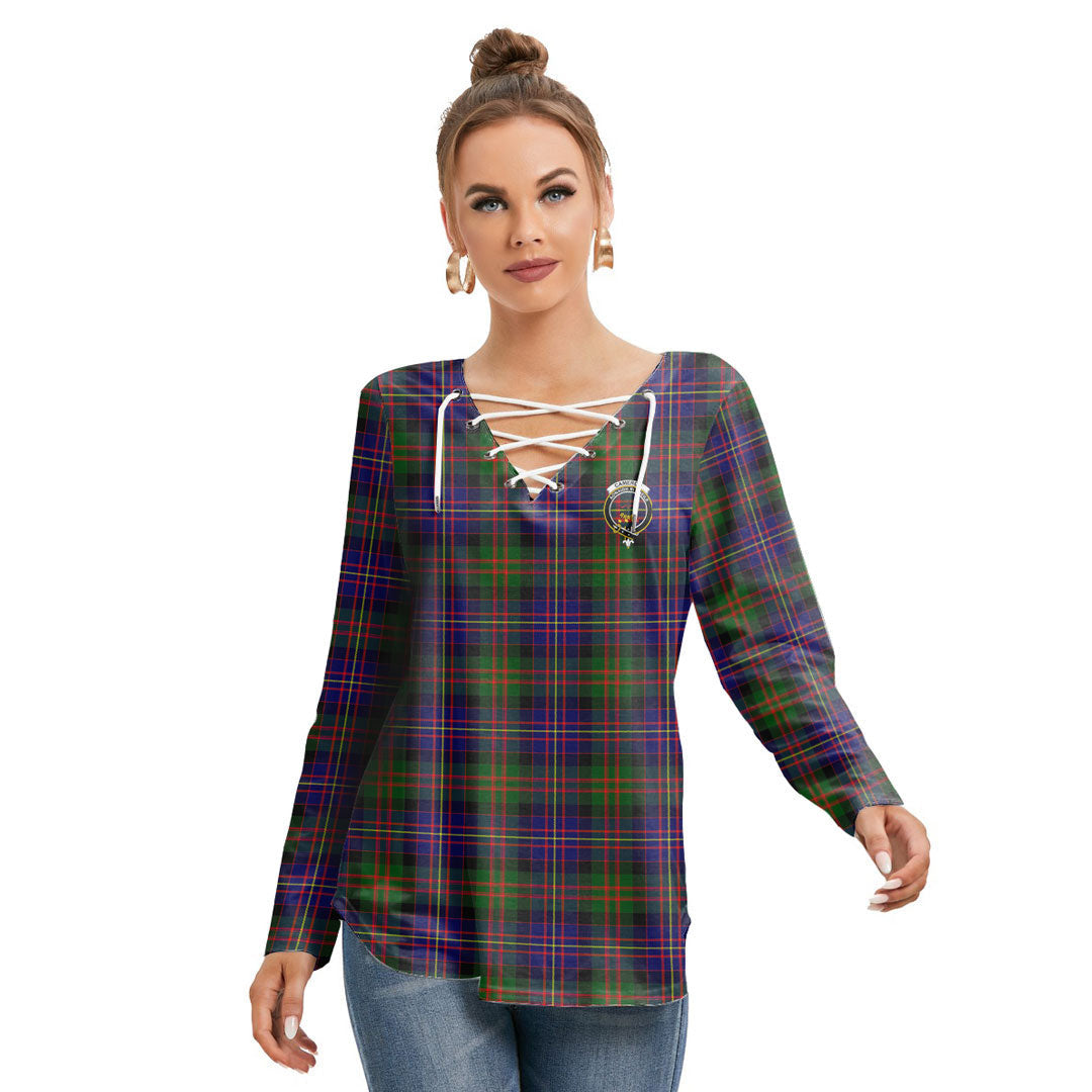 Cameron of Erracht Modern Tartan Crest Long Sleeve Neckline Tie Sweatshirt