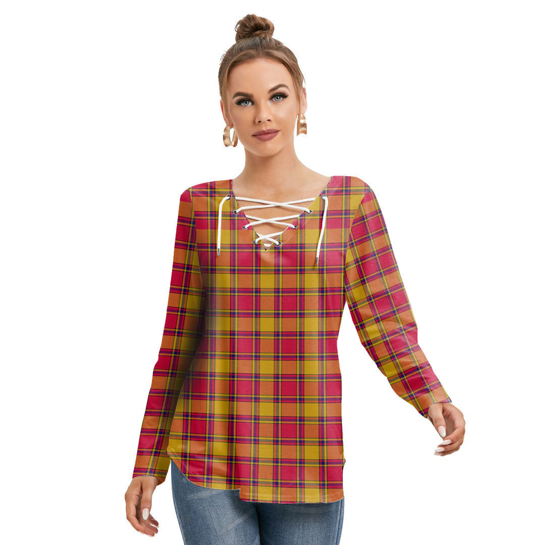 Scrymgeour Tartan Plaid Long Sleeve Neckline Tie Sweatshirt