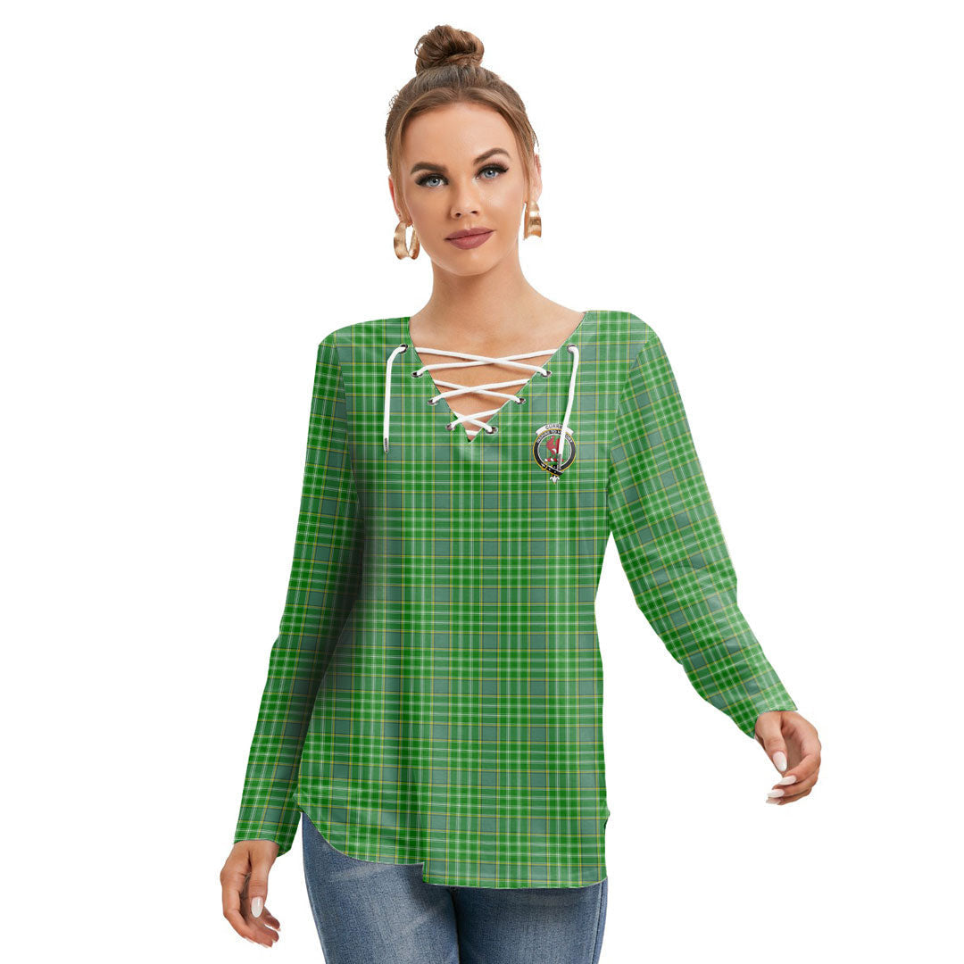 Currie Tartan Crest Long Sleeve Neckline Tie Sweatshirt