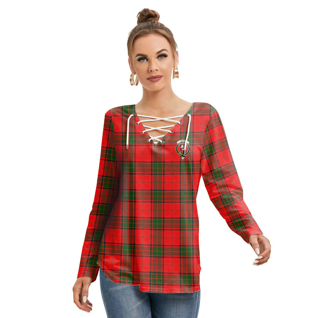 Adair Tartan Crest Long Sleeve Neckline Tie Sweatshirt