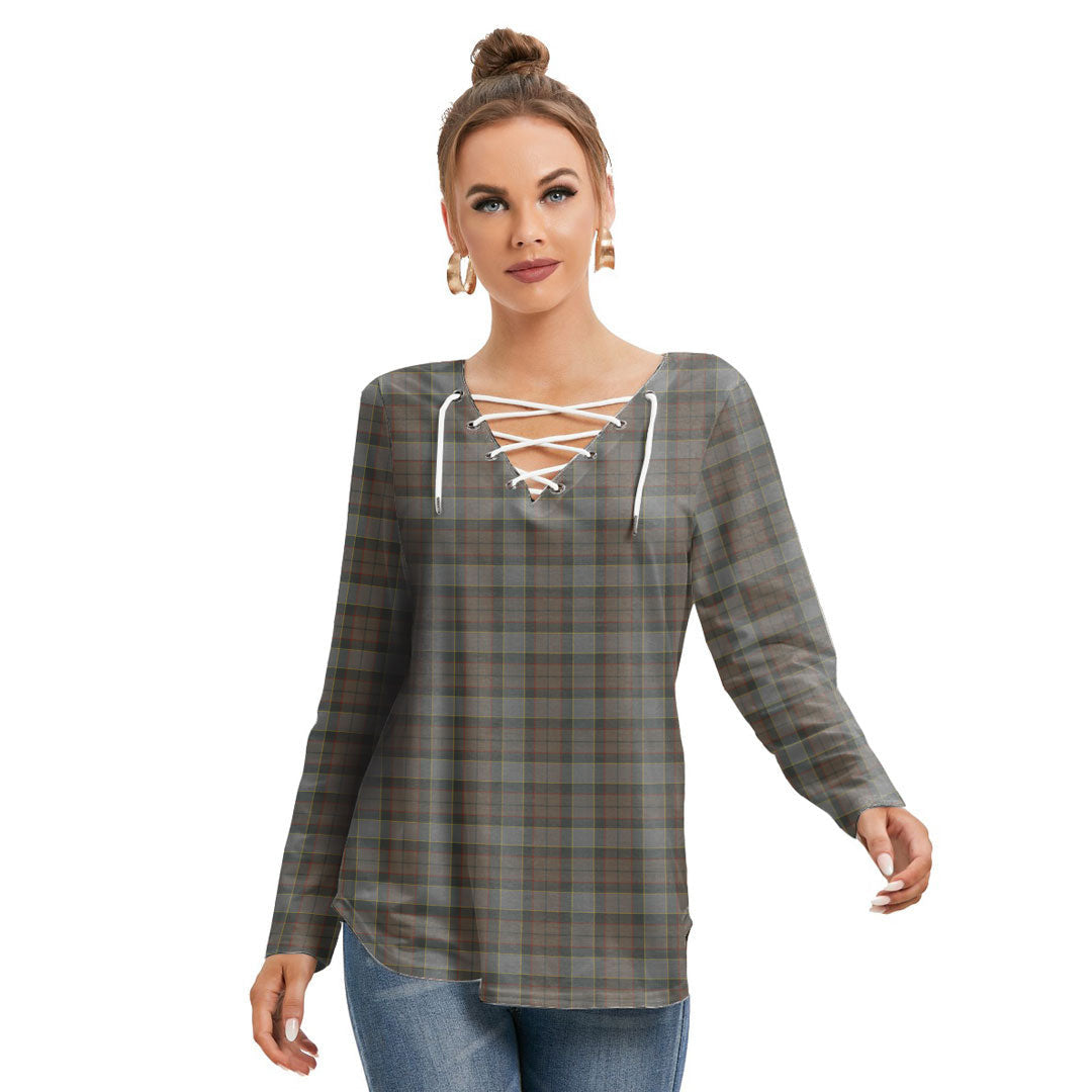 Outlander Fraser Tartan Plaid Long Sleeve Neckline Tie Sweatshirt