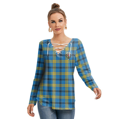 Laing Tartan Crest Long Sleeve Neckline Tie Sweatshirt