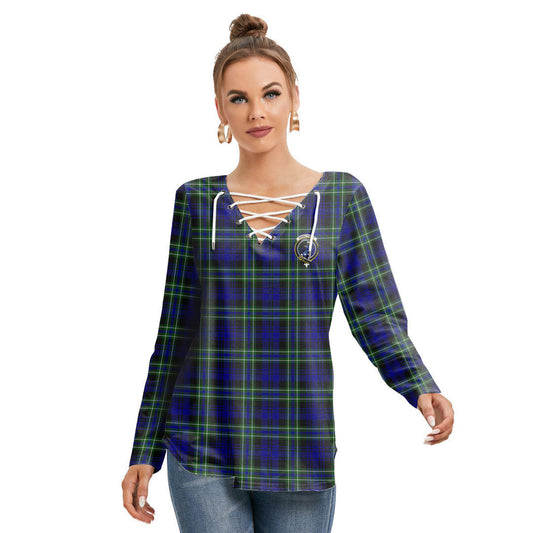 Arbuthnot Modern Tartan Crest Long Sleeve Neckline Tie Sweatshirt