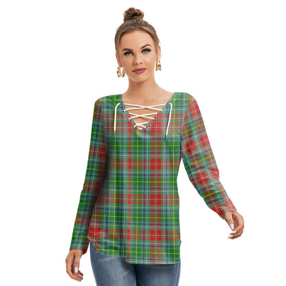 Muirhead Tartan Plaid Long Sleeve Neckline Tie Sweatshirt