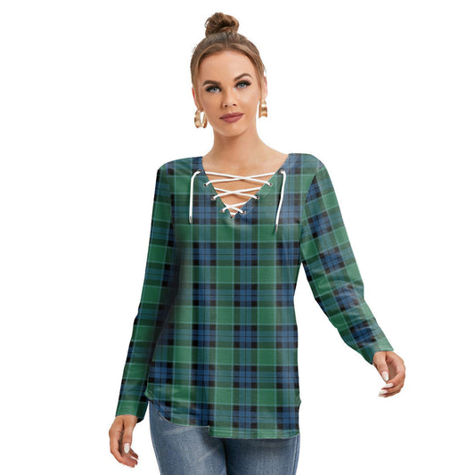 Graham of Menteith Ancient Tartan Plaid Long Sleeve Neckline Tie Sweatshirt