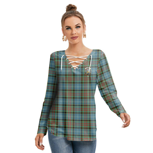 Paisley District Tartan Crest Long Sleeve Neckline Tie Sweatshirt