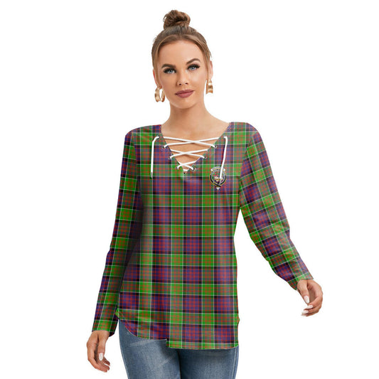 MacDonald of Clanranald Tartan Crest Long Sleeve Neckline Tie Sweatshirt