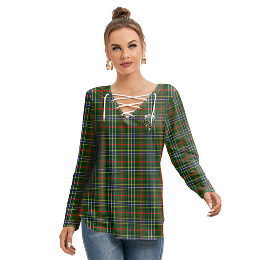 Bisset Tartan Crest Long Sleeve Neckline Tie Sweatshirt