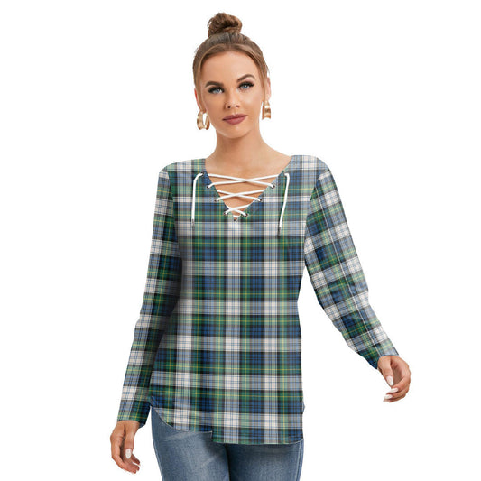 Gordon Dress Ancient Tartan Plaid Long Sleeve Neckline Tie Sweatshirt