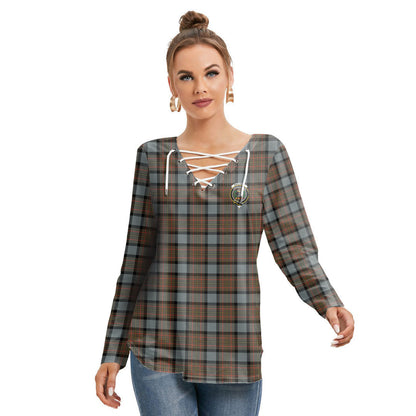 MacLaren Weathered Tartan Crest Long Sleeve Neckline Tie Sweatshirt