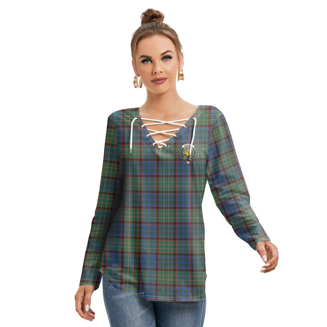 Nicolson Hunting Ancient Tartan Crest Long Sleeve Neckline Tie Sweatshirt