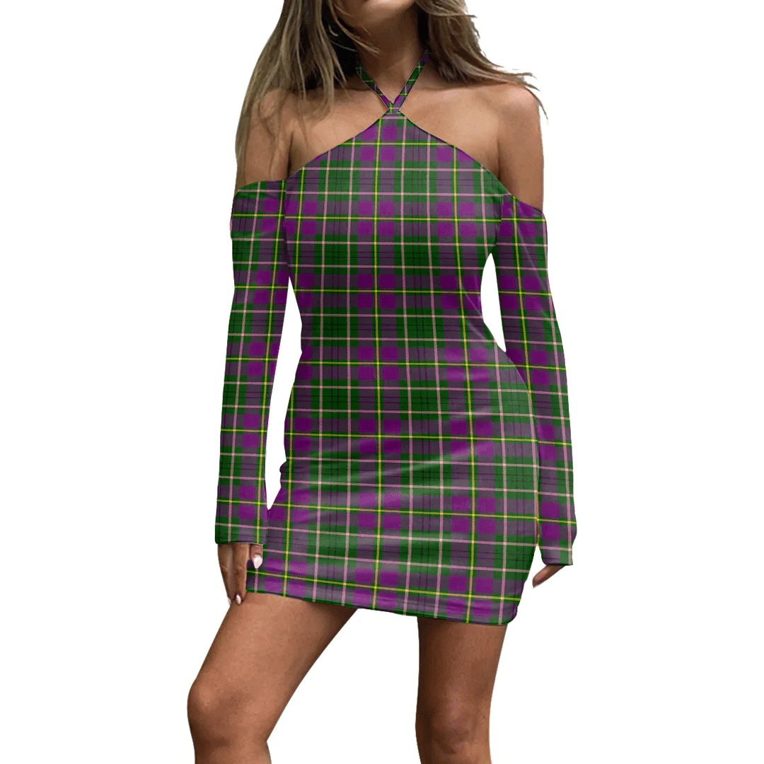 Taylor Tartan Plaid Halter Lace-up Dress