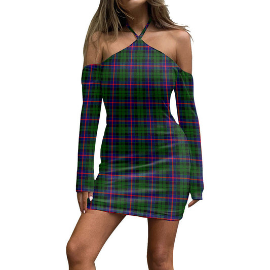 Morrison Modern Tartan Plaid Halter Lace-up Dress