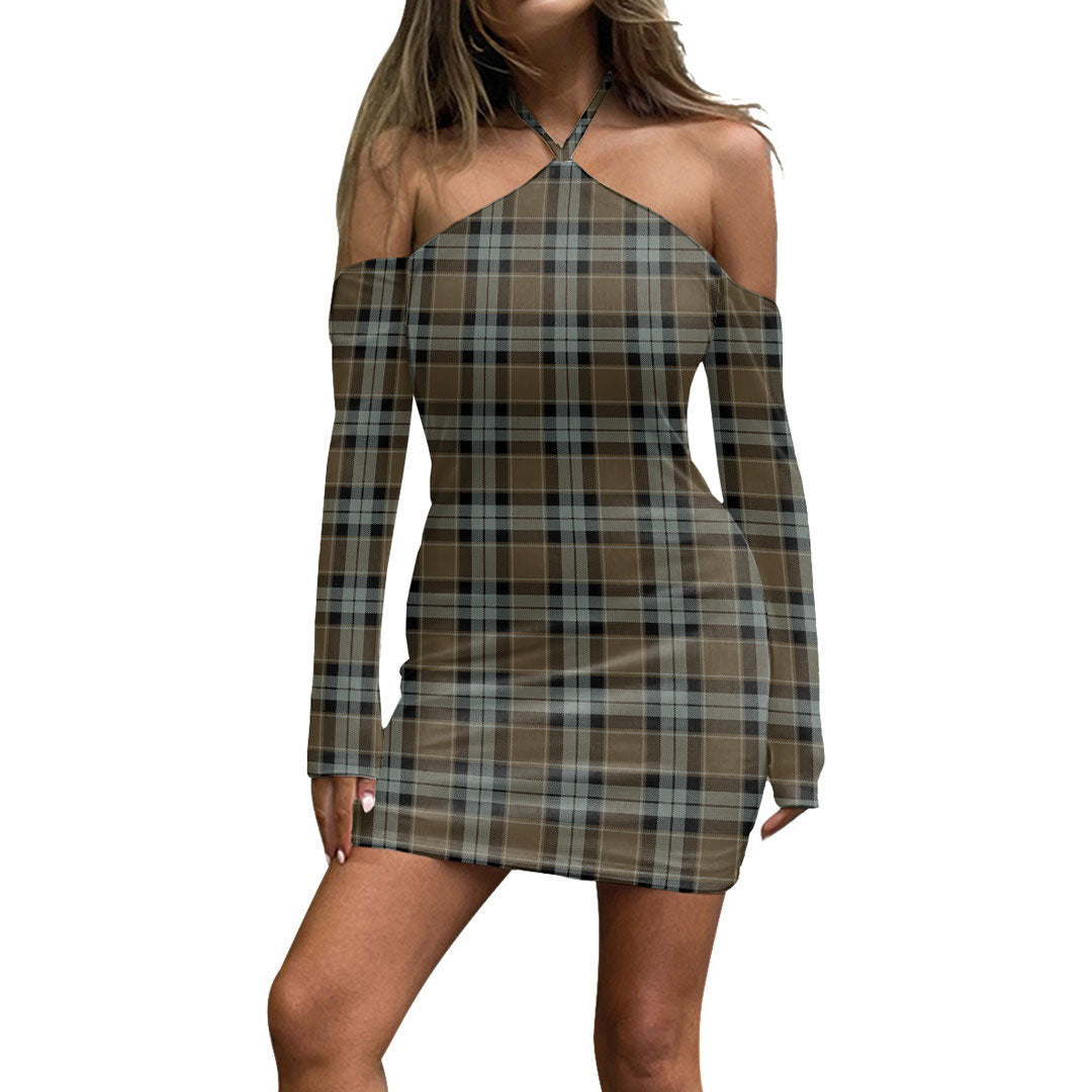 Graham of Menteith Weathered Tartan Plaid Halter Lace-up Dress