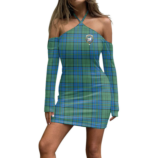 Lockhart Tartan Crest Halter Lace-up Dress