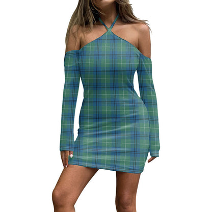 Oliphant Ancient Tartan Plaid Halter Lace-up Dress