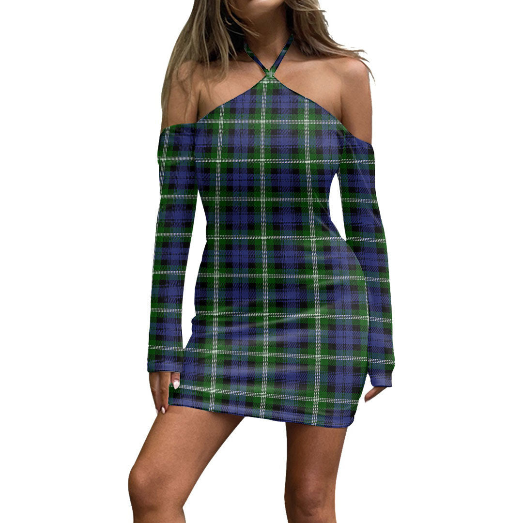 Baillie Modern Tartan Plaid Halter Lace-up Dress