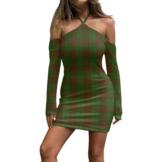 Maxwell Hunting Tartan Plaid Halter Lace-up Dress