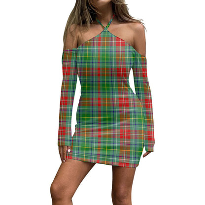 Muirhead Tartan Plaid Halter Lace-up Dress