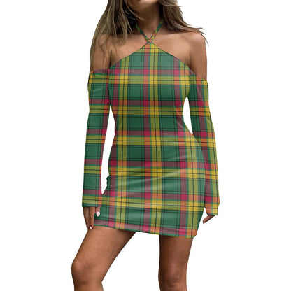 MacMillan Old Ancient Tartan Plaid Halter Lace-up Dress