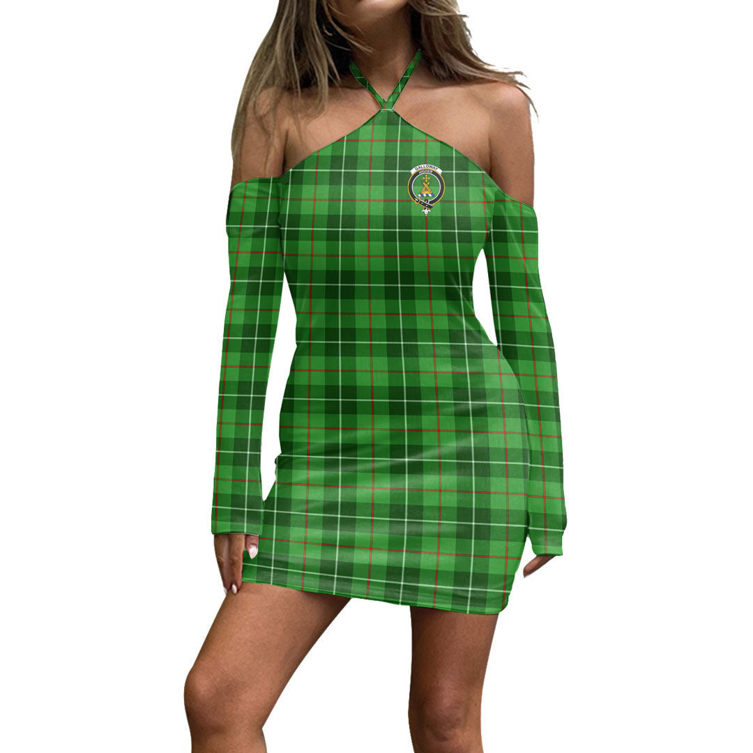 Galloway District Tartan Crest Halter Lace-up Dress