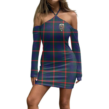 Agnew Modern Tartan Crest Halter Lace-up Dress