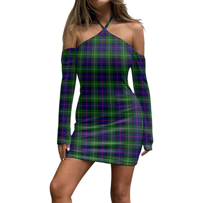 MacThomas Modern Tartan Plaid Halter Lace-up Dress