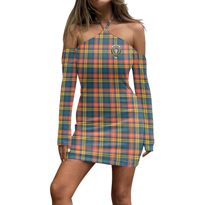 Buchanan Ancient Tartan Crest Halter Lace-up Dress