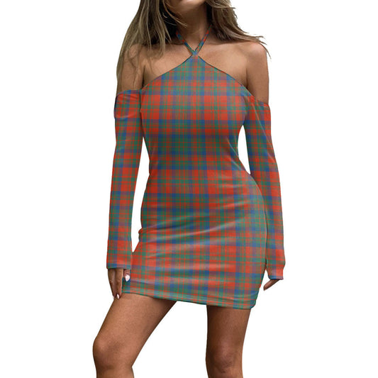 Matheson Ancient Tartan Plaid Halter Lace-up Dress