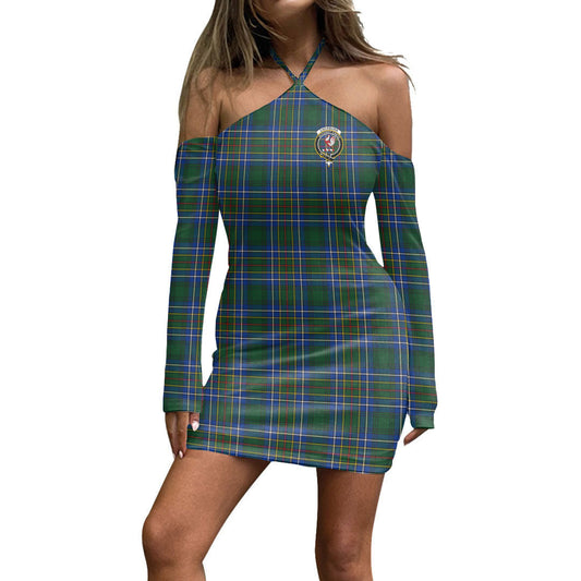 Cockburn Ancient Tartan Crest Halter Lace-up Dress