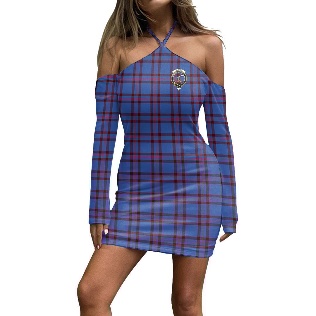 Elliot Modern Tartan Crest Halter Lace-up Dress