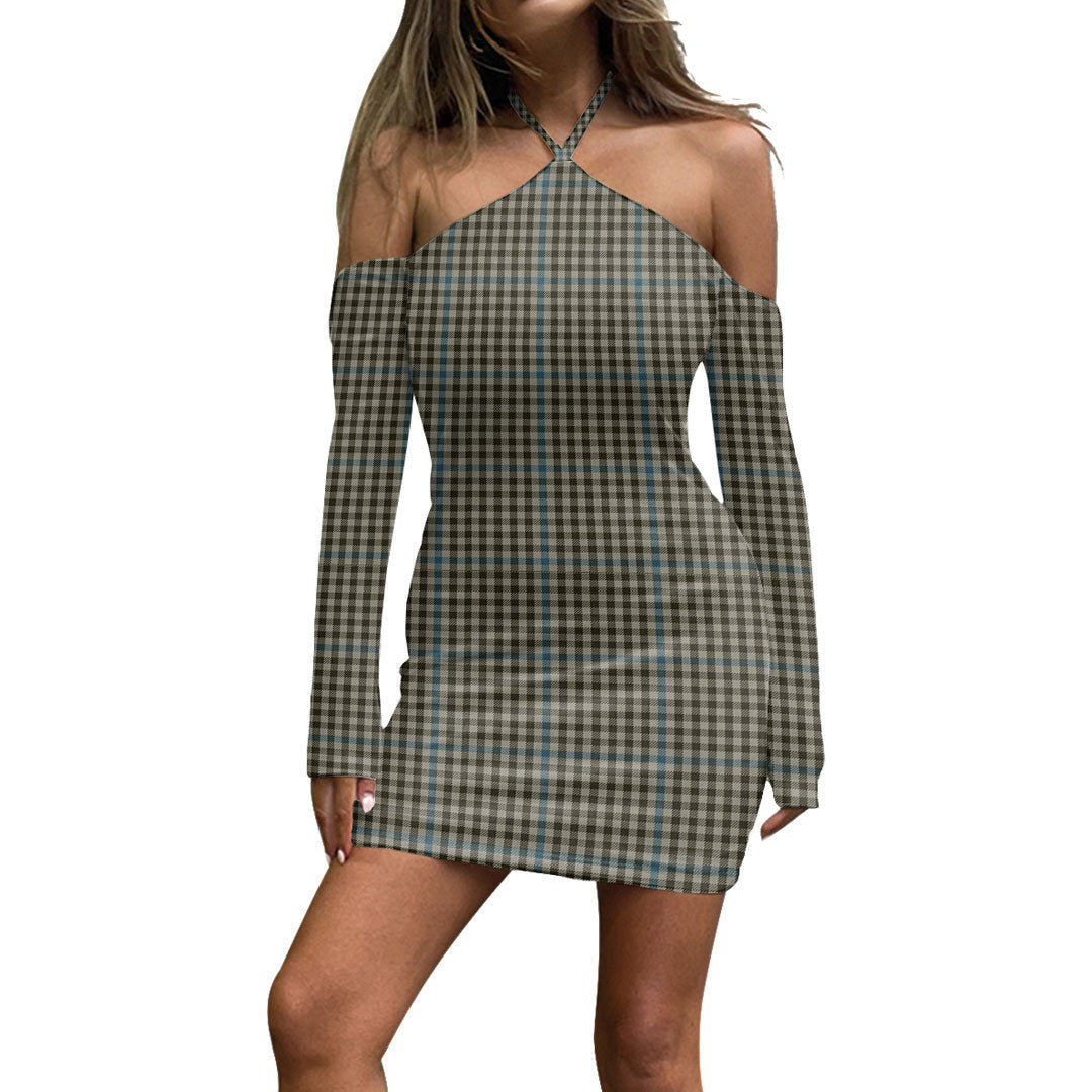 Haig Check Tartan Plaid Halter Lace-up Dress