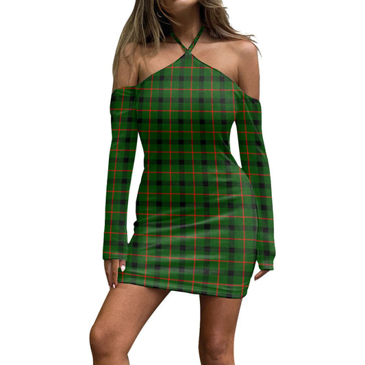 Kincaid Modern Tartan Plaid Halter Lace-up Dress