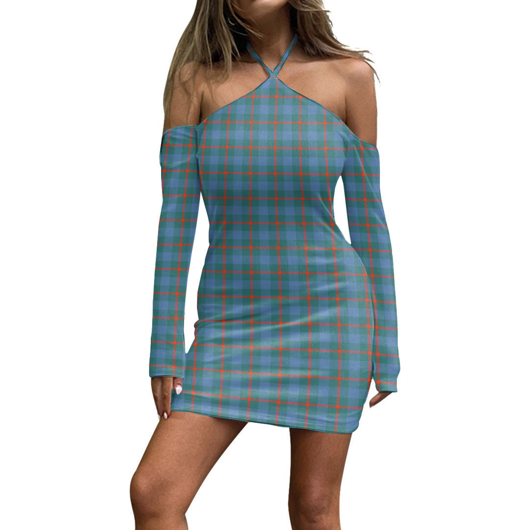 Agnew Ancient Tartan Plaid Halter Lace-up Dress