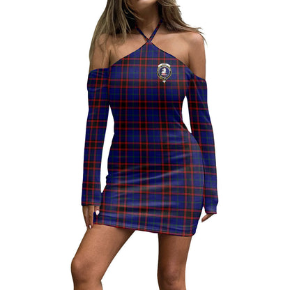 Home Modern Tartan Crest Halter Lace-up Dress