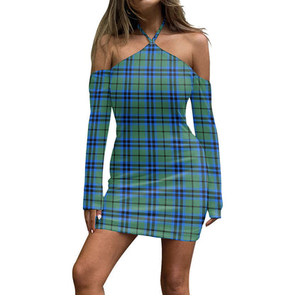 Falconer Tartan Plaid Halter Lace-up Dress