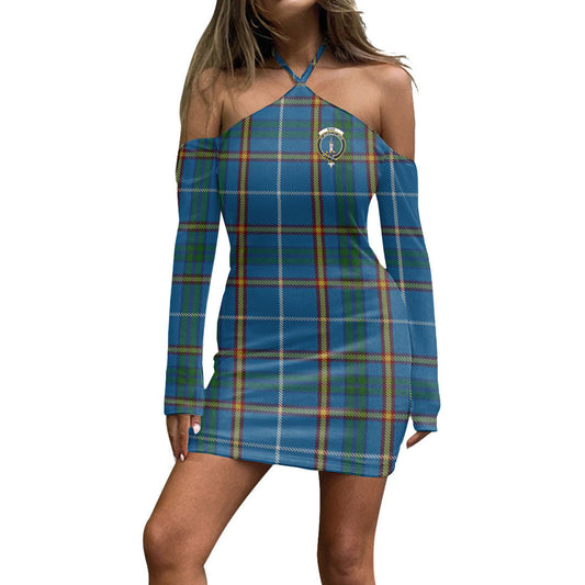 Bain Tartan Crest Halter Lace-up Dress