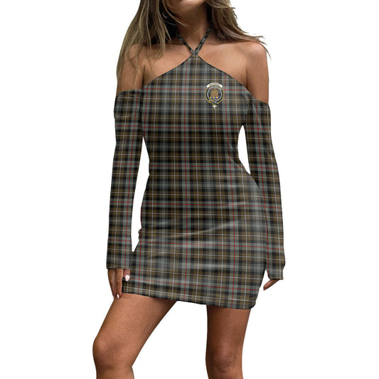 MacKenzie Weathered Tartan Crest Halter Lace-up Dress