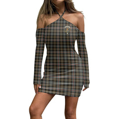 MacKenzie Weathered Tartan Crest Halter Lace-up Dress