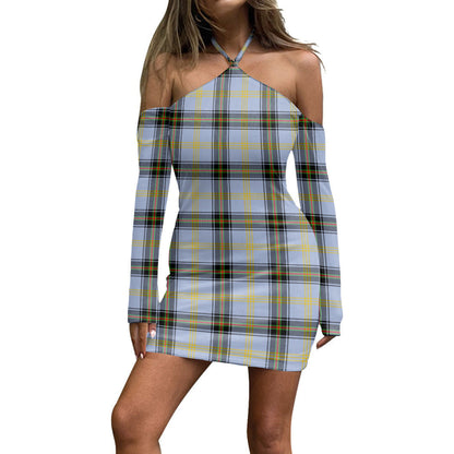 Bell of the Borders Tartan Plaid Halter Lace-up Dress