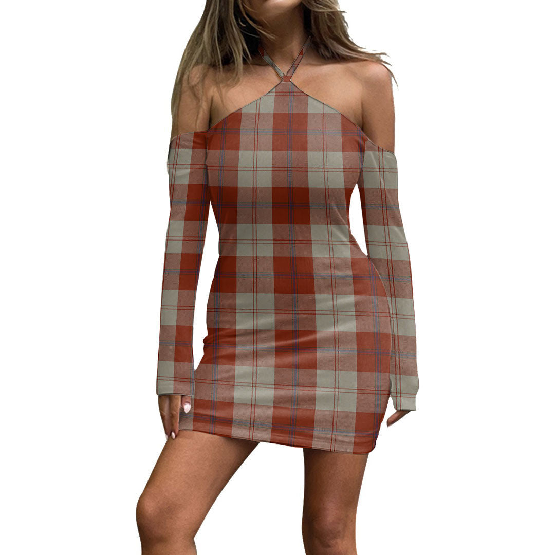 Davidson Dress Dancers Tartan Plaid Halter Lace-up Dress