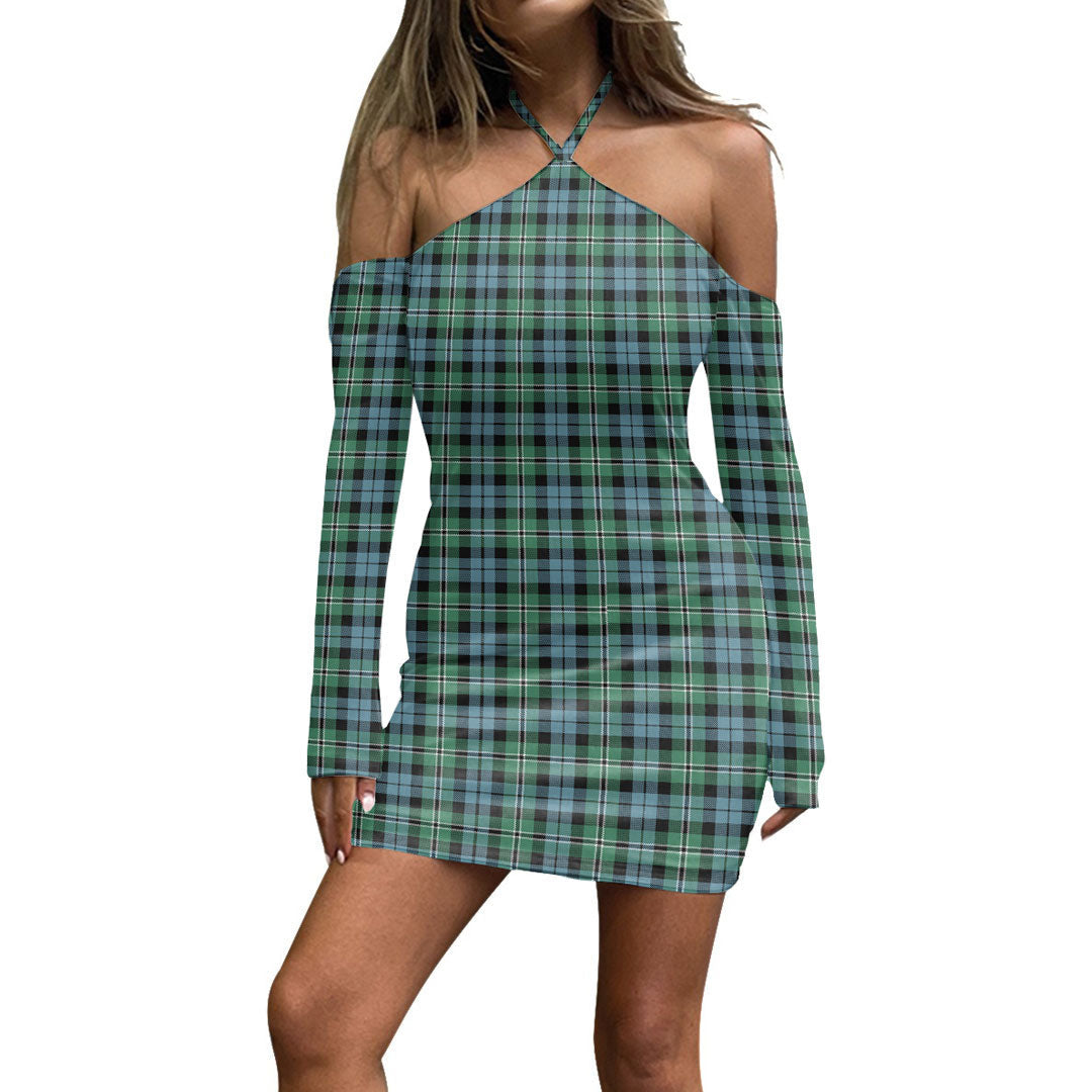 Melville Tartan Plaid Halter Lace-up Dress