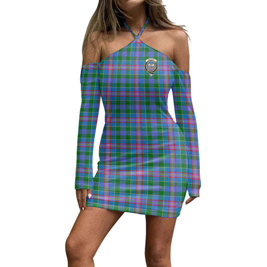 Ralston Tartan Crest Halter Lace-up Dress