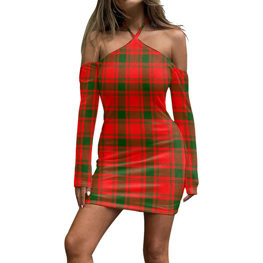 MacQuarrie Modern Tartan Plaid Halter Lace-up Dress