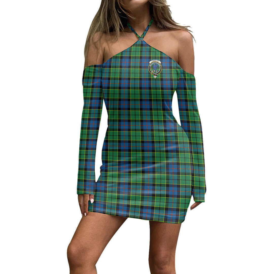 Forsyth Ancient Tartan Crest Halter Lace-up Dress