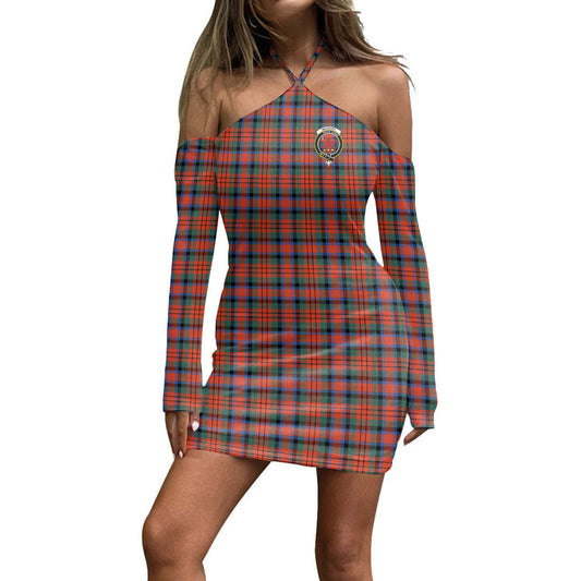 MacDuff Ancient Tartan Crest Halter Lace-up Dress