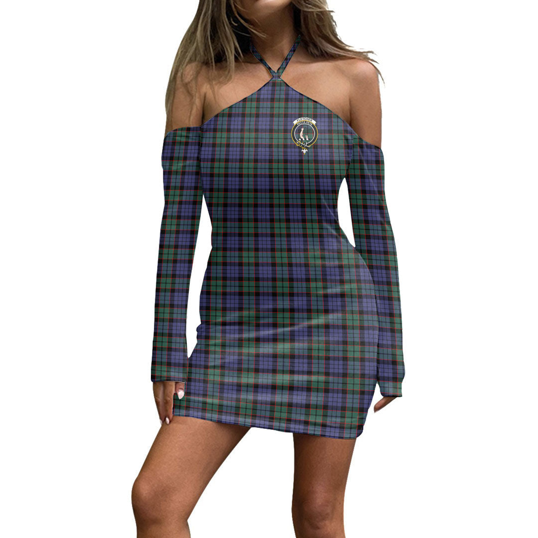 Fletcher Modern Tartan Crest Halter Lace-up Dress