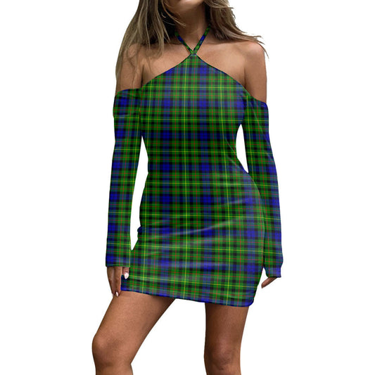 Rollo Modern Tartan Plaid Halter Lace-up Dress