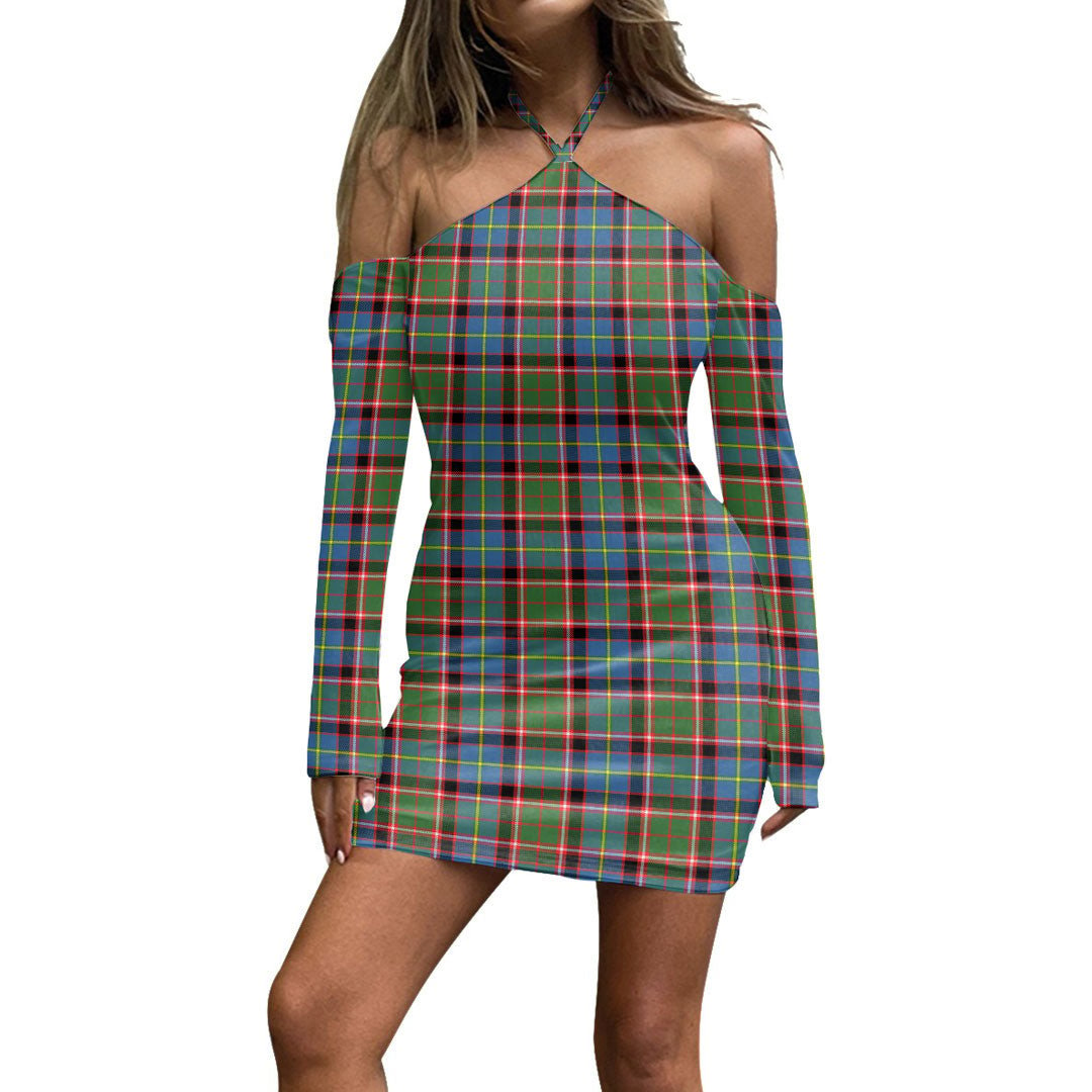 Stirling Bannockburn District Tartan Plaid Halter Lace-up Dress